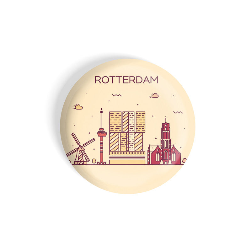 dhcrafts Round Fridge Magnet Brown Color Rotterdam Glossy Finish Design Pack of 1 (58 mm)